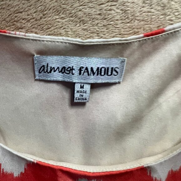 Almost Famous Women Medium Sleeveless Chevron Orange Cream Sun Summer Dress (Z) - Picture 3 of 4